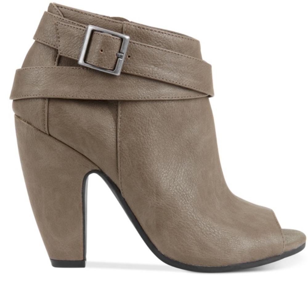 Material Girl WM Taupe Piper Peep Toe Bootie SZ 6M